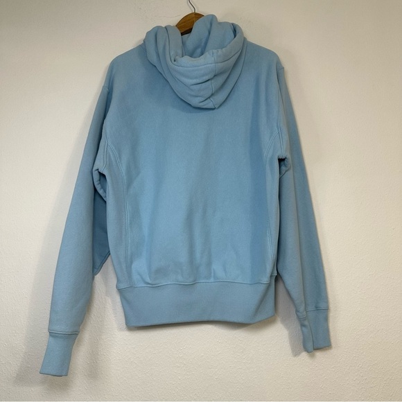Champion Sweatshirt Light Blue Men's Pullover Spell Out Hoodie - Picture 3 of 15